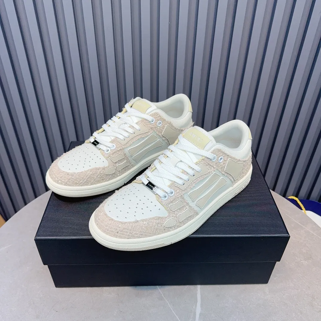 Men's men's shoes 💰600 AMIRI high street sneakers with bone sports shoes, toe layer cowhide upper, upper side bones, hand-stitched, good three-dimensional effect, customized metal LOGO, size 38-45 46
